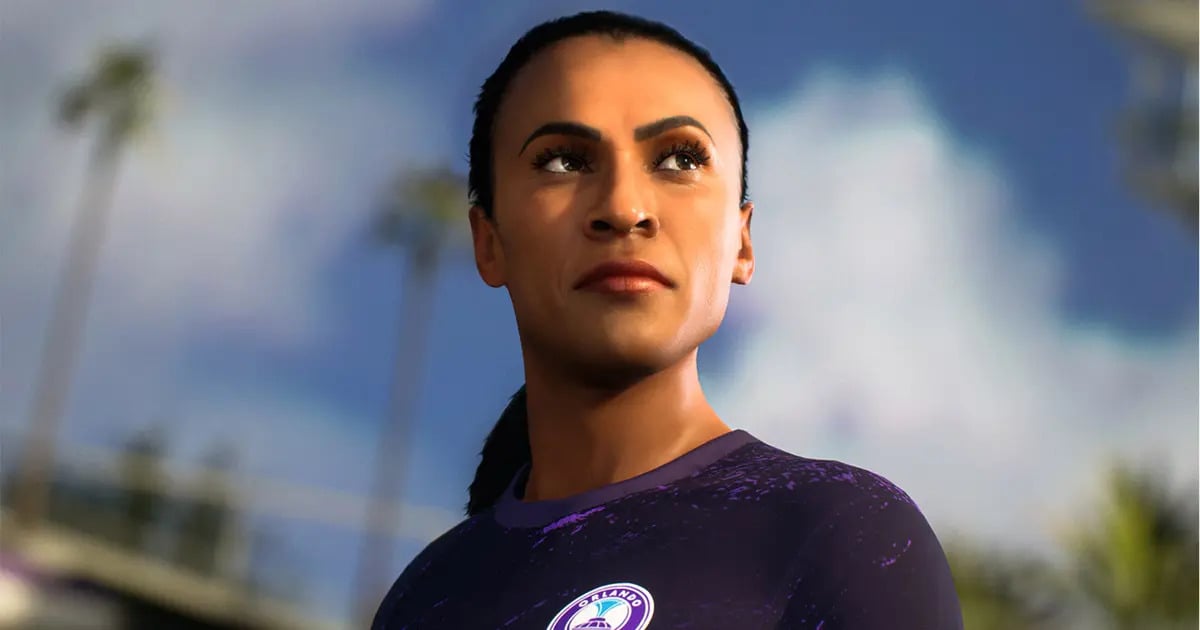Marta in a purple jersey looking to the side in EA FC 24