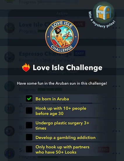 How to complete the Love Isle challenge in BitLife