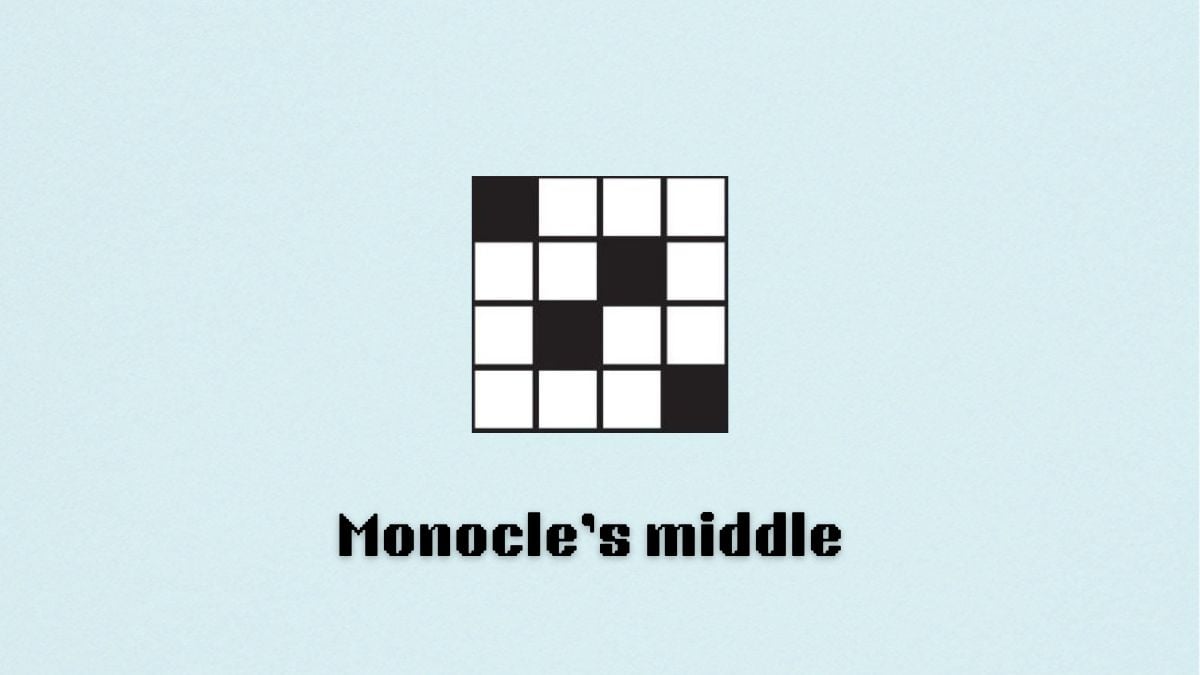 Blank crossword with "Monocle's middle" written below it