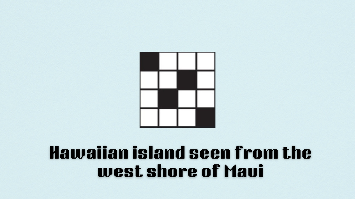 crossword puzzle with the words Hawaiian island seen from the west shore of Maui