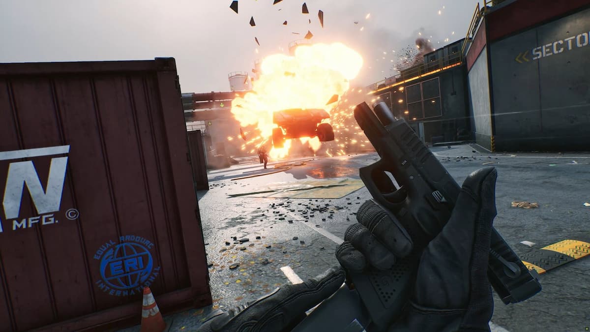 Player reloading a pistol in Delta Force: Hawk Ops