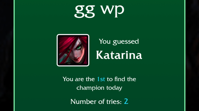 The LoLdle quote success message for the answer Katarina on Aug. 22