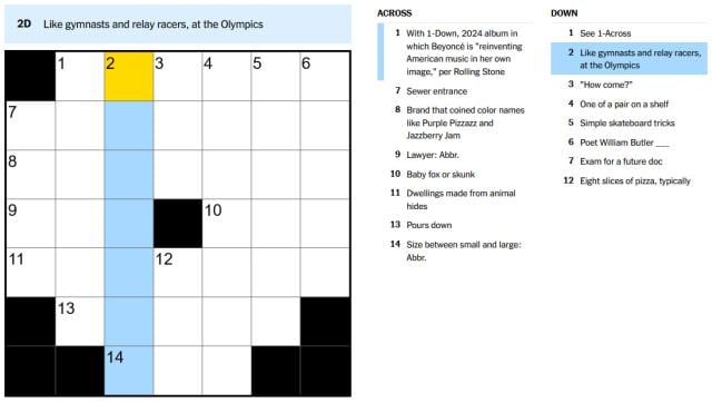 Aug. 3 NYT Mini Crossword puzzle