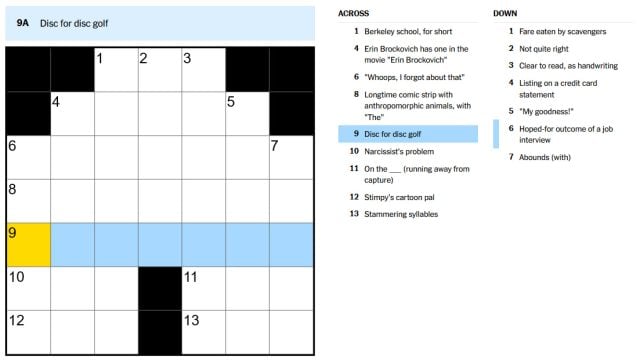 The Aug. 10 crossword puzzle.