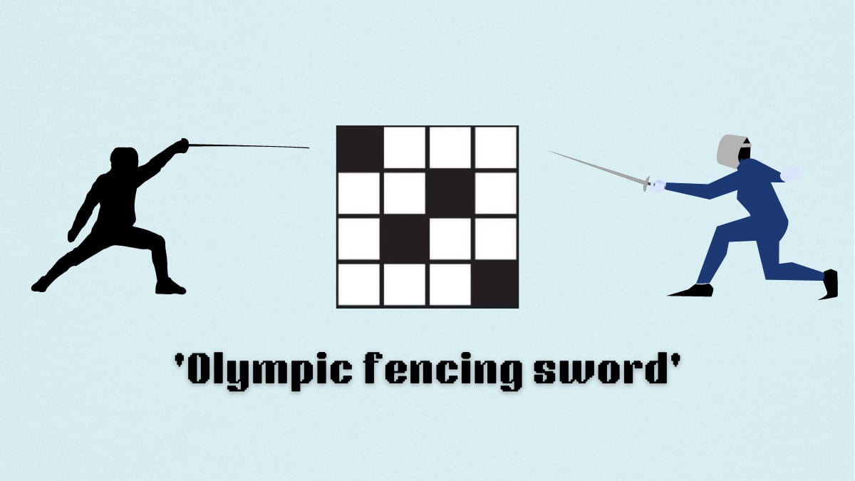 Picture showing the Olympic fencing sword clue in NYT Mini Crossword.