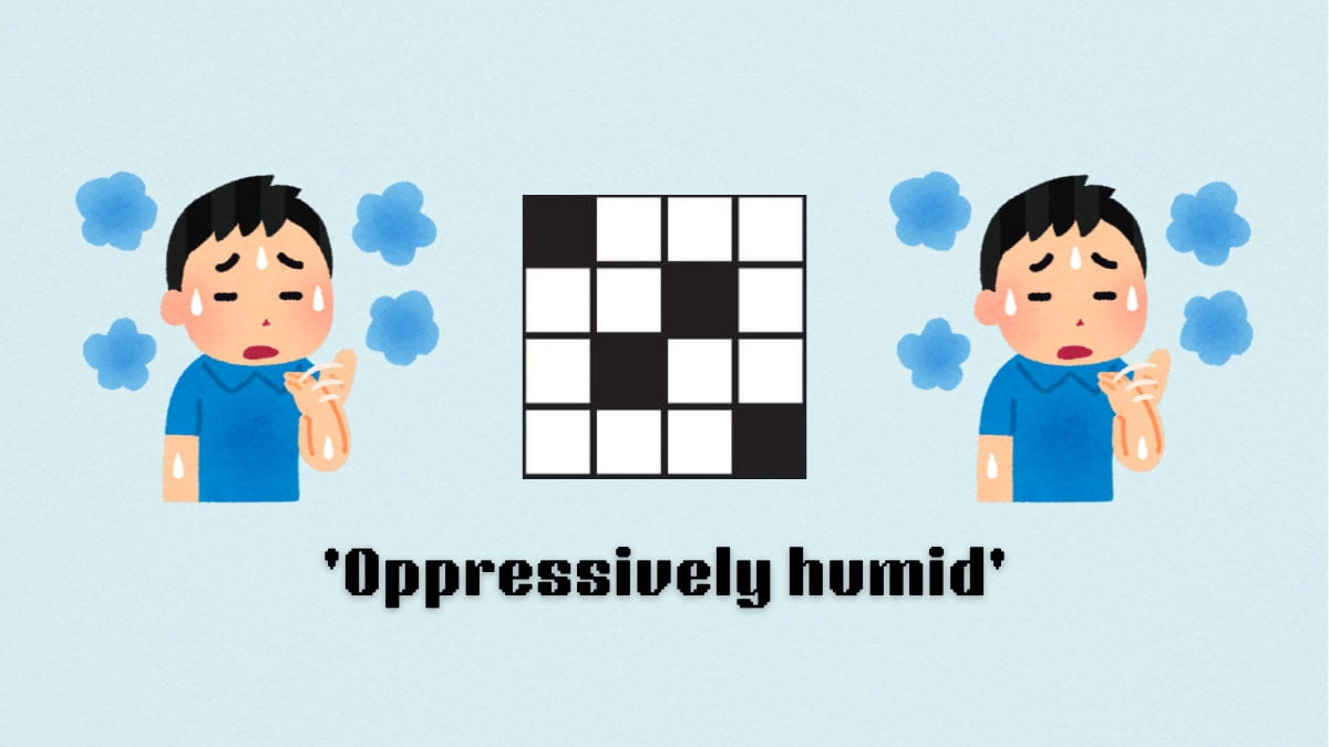 Picture showing the Oppressively humid clue cover in NYT Mini Crossword.