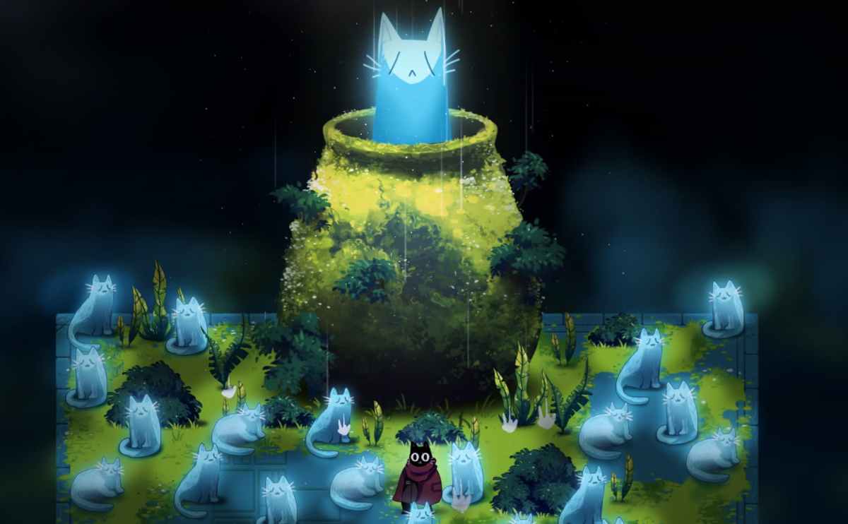 A screenshot from Crypt Custodian showing Pluto next to 20 Cat Spirits