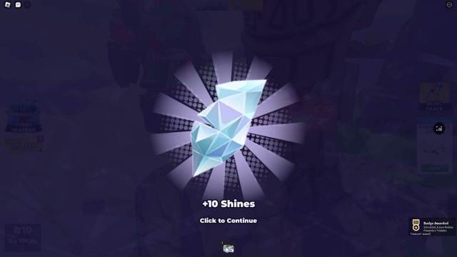 Ten Shinies are floating indicating a player has won an award