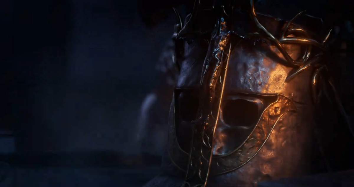 A spooky helmet from Path of Exile 2's trailer.