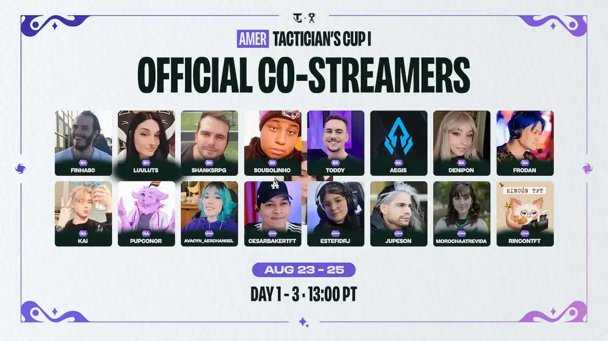 All Tacticians Cup 1 TFT Americas costreamers broadcast for Set 12