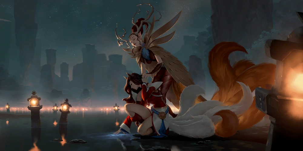 Ahri a Vastayan mage and her mother both cast a spell to heal Ahri in League of Legends.