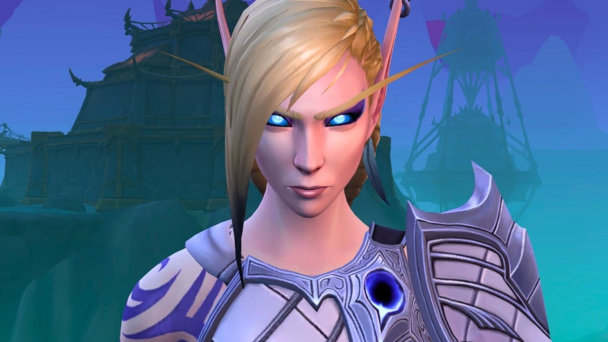 A woman with pointy ears wearing a set of armor in wow the war within