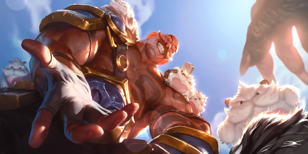 braum and his poro friend ol longhorn in Legends of Runeterra