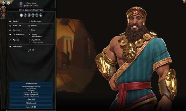 Gilgamesh poses in a blue robe in Civilization 6