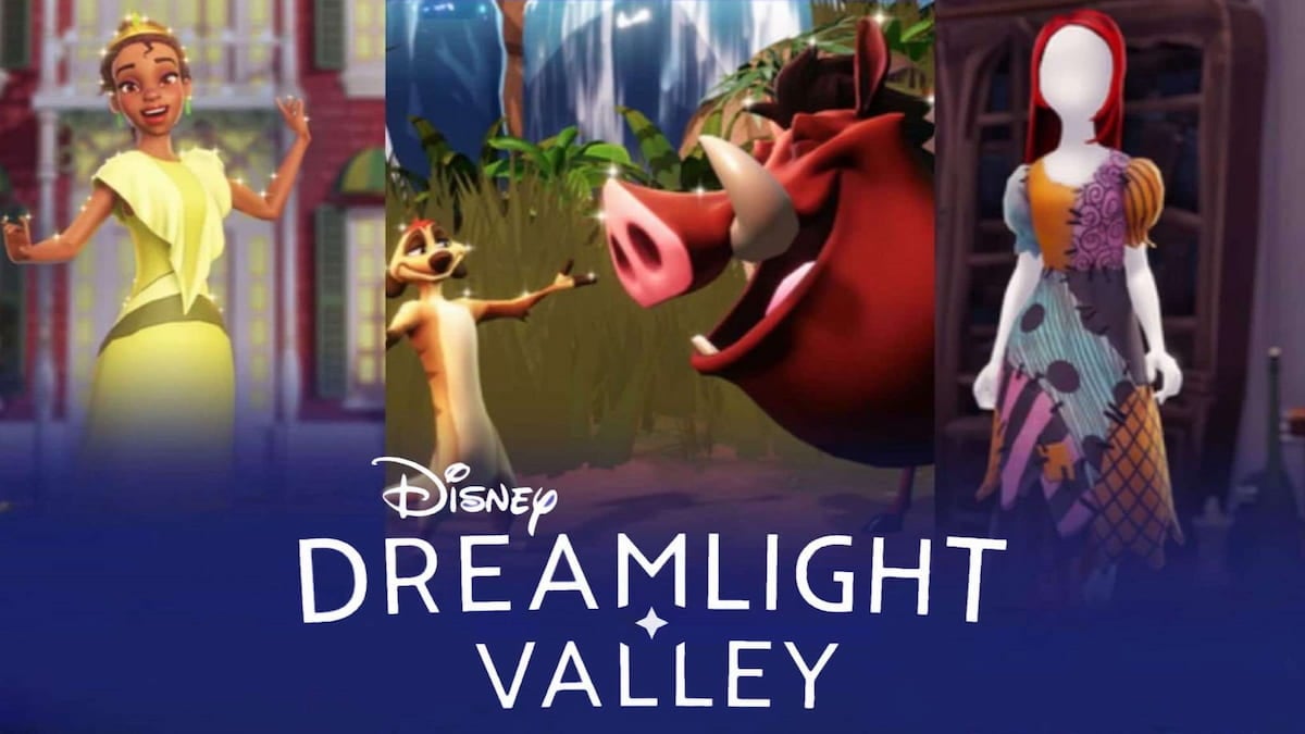 The Disney Dreamlight Valley late 2024 roadmap featurign Tiana, Timon, Pumbaa, and Sally.