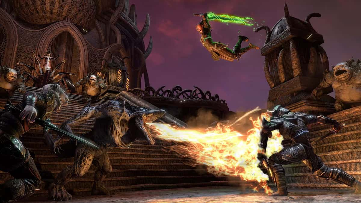 Two ESO players fighting monsters in the Infinite Archive.