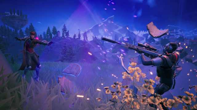 Gambit using Magneto's powers to damage an enemy while in the storm in Fortnite.