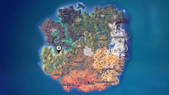 Gwenpool's cell marked on the map in Fortnite.