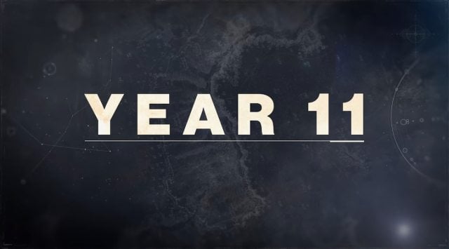 Destiny 2 graphic that says "Year 11" in big, bold, white letters on a dark blue background.