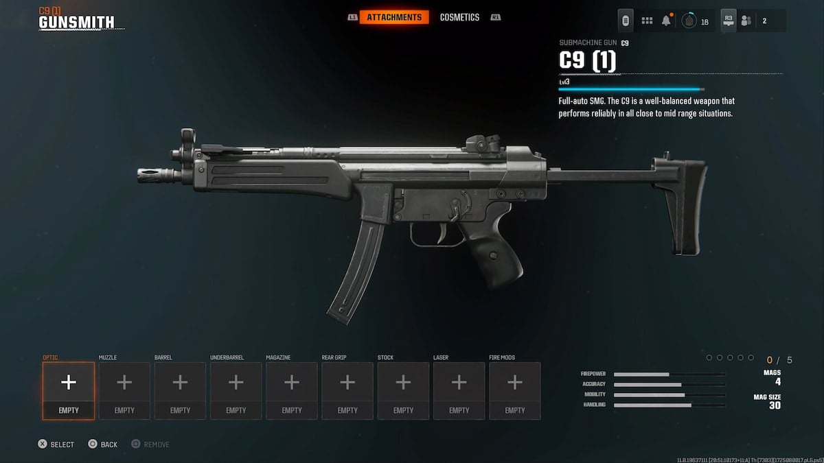 C9 SMG in Black Ops 6 menu