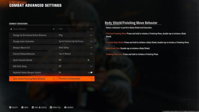 Body Shield control settings in Black Ops 6