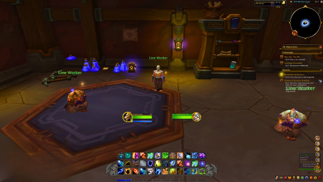 Player standing in front of the line workers in wow the war within quest withheld information