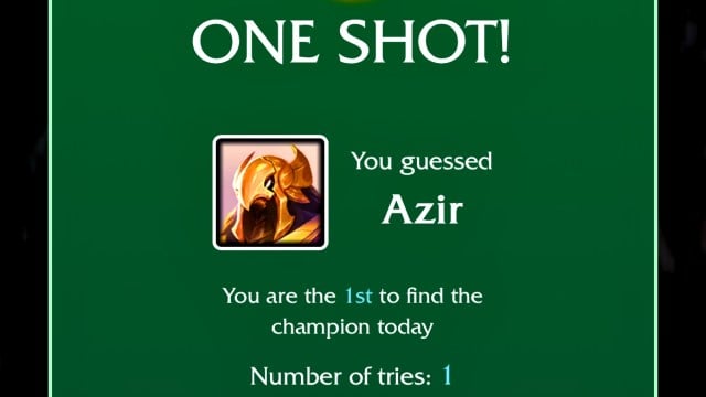 Azir image and one-shot card for the LoLdle quote Aug. 1