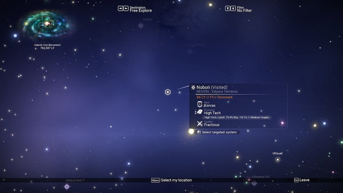 System overview on the Galaxy Map in No Man's Sky