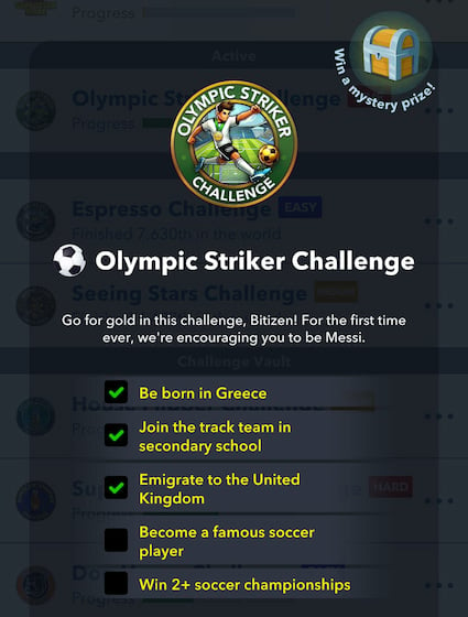 How to complete the Olympic Striker challenge in BitLife