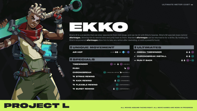 Ekko 2XKO character page including his abilities and ultimates