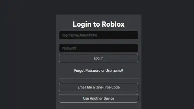 The login page for Roblox.