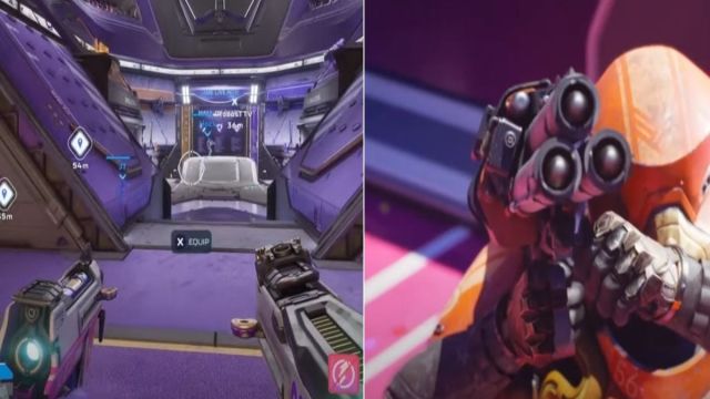 Power weapons in Splitgate 2, on the left Splitstream and Fubar on the right