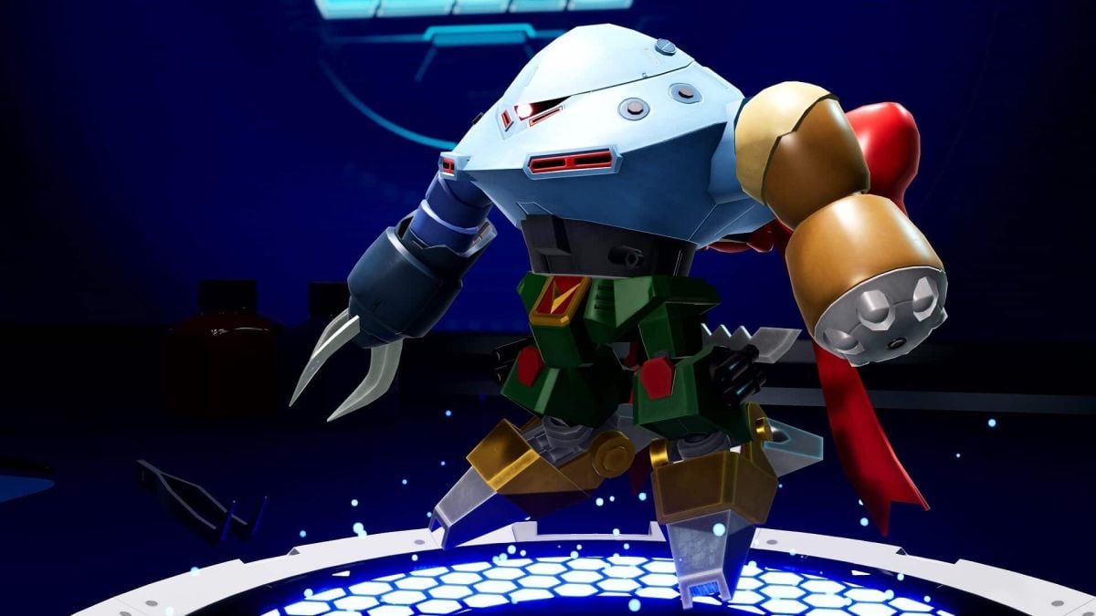 A robot made of various colored parts in Gundam breaker 3