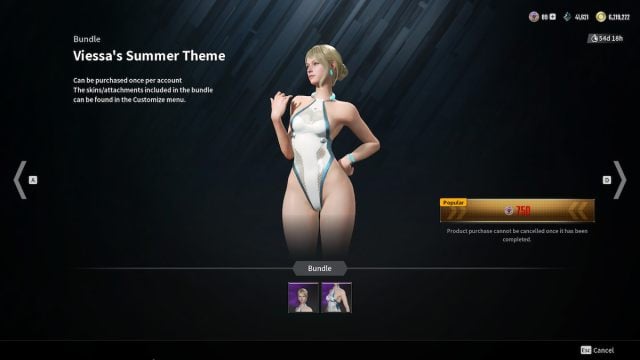 Viessa's skin in a white swimsuit in The First Descendant