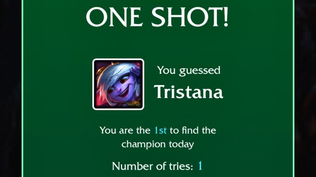 Tristana's square image next to the one-shot message for the aug. 2 LoLdle quote