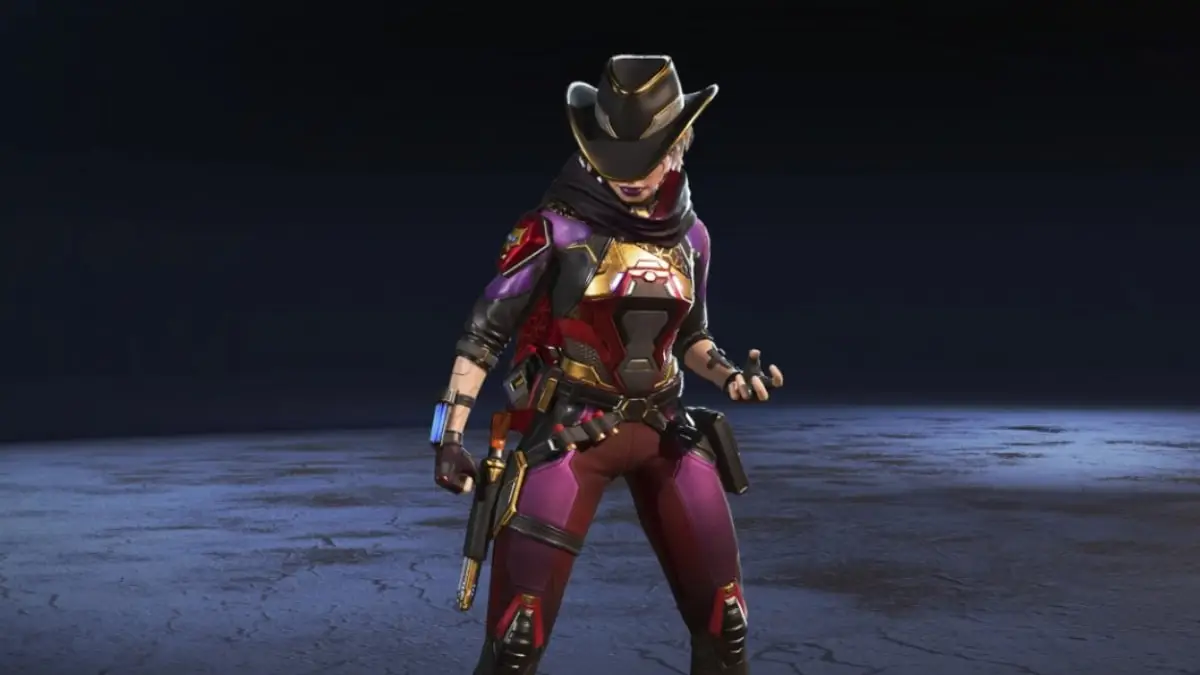 An image of the Ace High Wraith skin in Apex Legends, which comes with a cowboy hat.