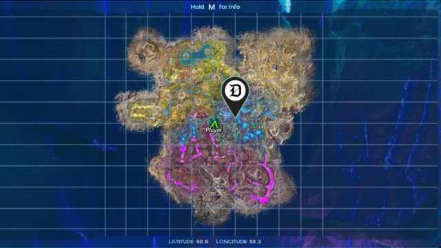 A map of Aberration in Ark Survival Ascended with the location of Beezelbufo spawns marked.