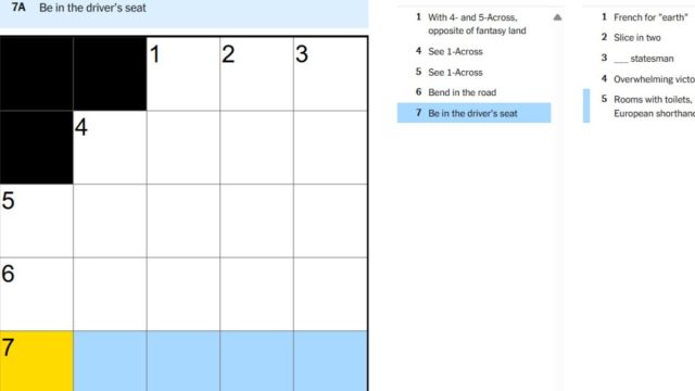sept 19 be in the drivers seat clue in nyt mini crossword