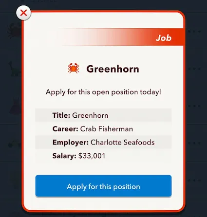 Picture showing a crab fisherman box for the Scavenger Hunt in Bitlife.