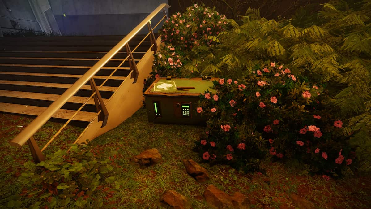 One of Cayde's stash surrounded by flowers.