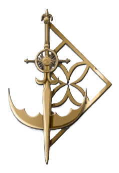 A sword in an anchor position with a round symbol on its holster in Enortia: The Last Song