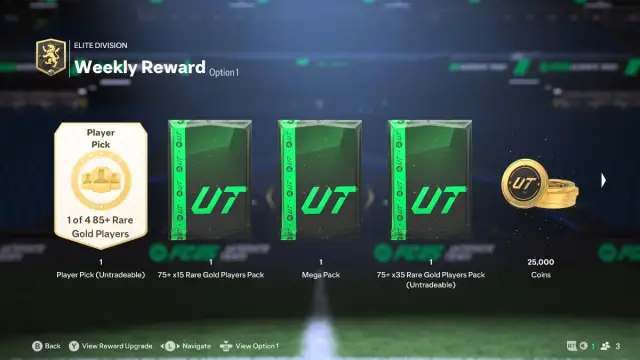 An overview of the rewards from the Elite Division in EA FC 25 Rivals.