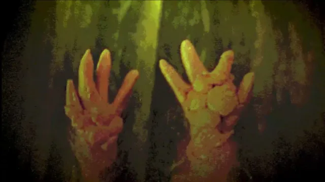 A first-person shot of the protagonist looking down at their hands transformed into mouse paws