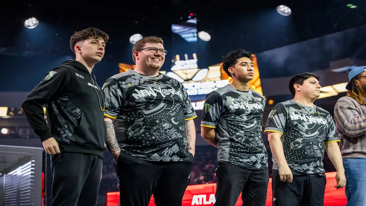 New York Subliners four-man roster standing next to each other on-stage at CoD Champs 2024.