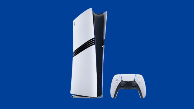 The PS5 Pro with its Dualsense controller.