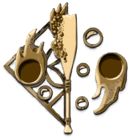 The Plagued Lights icon from Enotria: The Last Song, represented by a golden wine glass surrounded by two golden orbs.