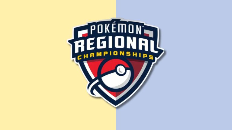 Pokémon Regional Championships logo with split background.