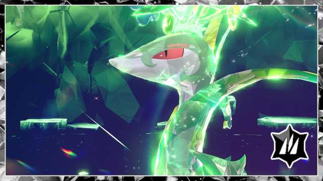 Serperior with the Grass Tera Type in Pokémon Scarlet and Violet.