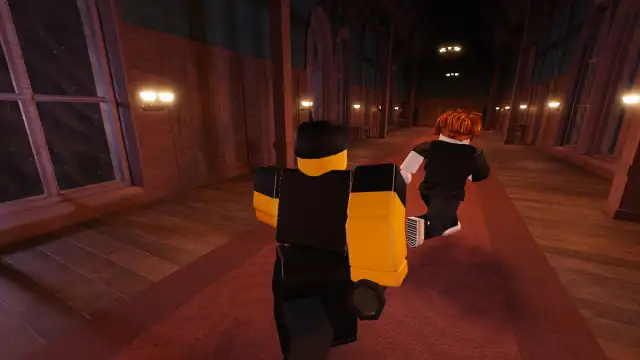 Picture showing two players trying to stay clear of entities in Roblox Doors Floor 2.