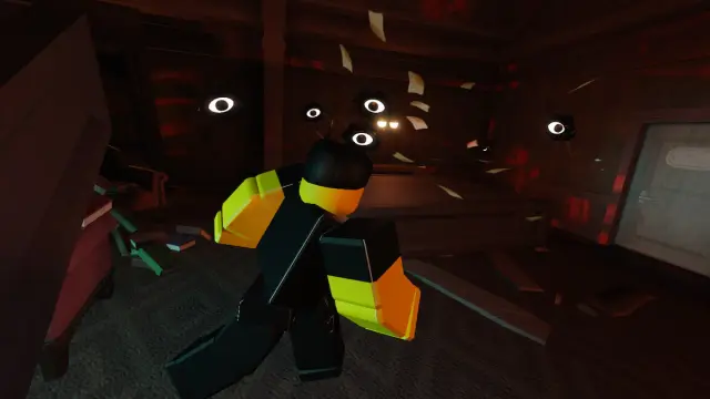 Picture showing the Seek entity's creepy eyes which foreshadow its arrival in Roblox Doors.